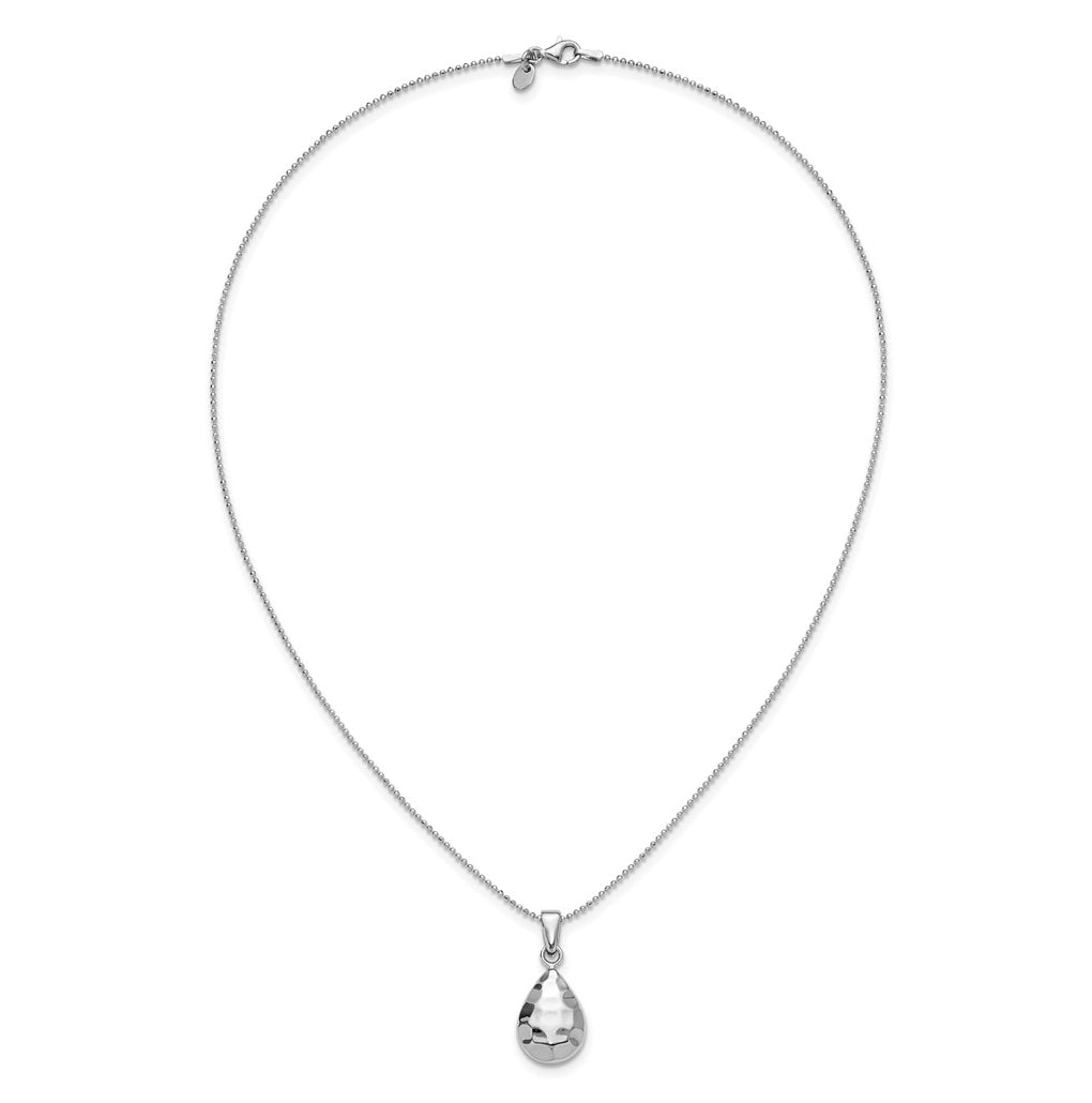Sterling Silver RH-plated Hammered Pendant Necklace