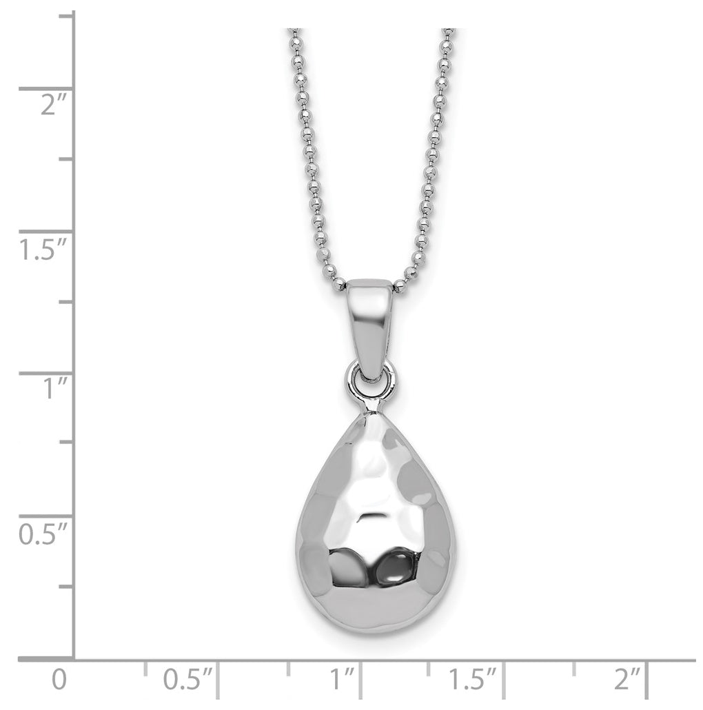 Sterling Silver RH-plated Hammered Pendant Necklace