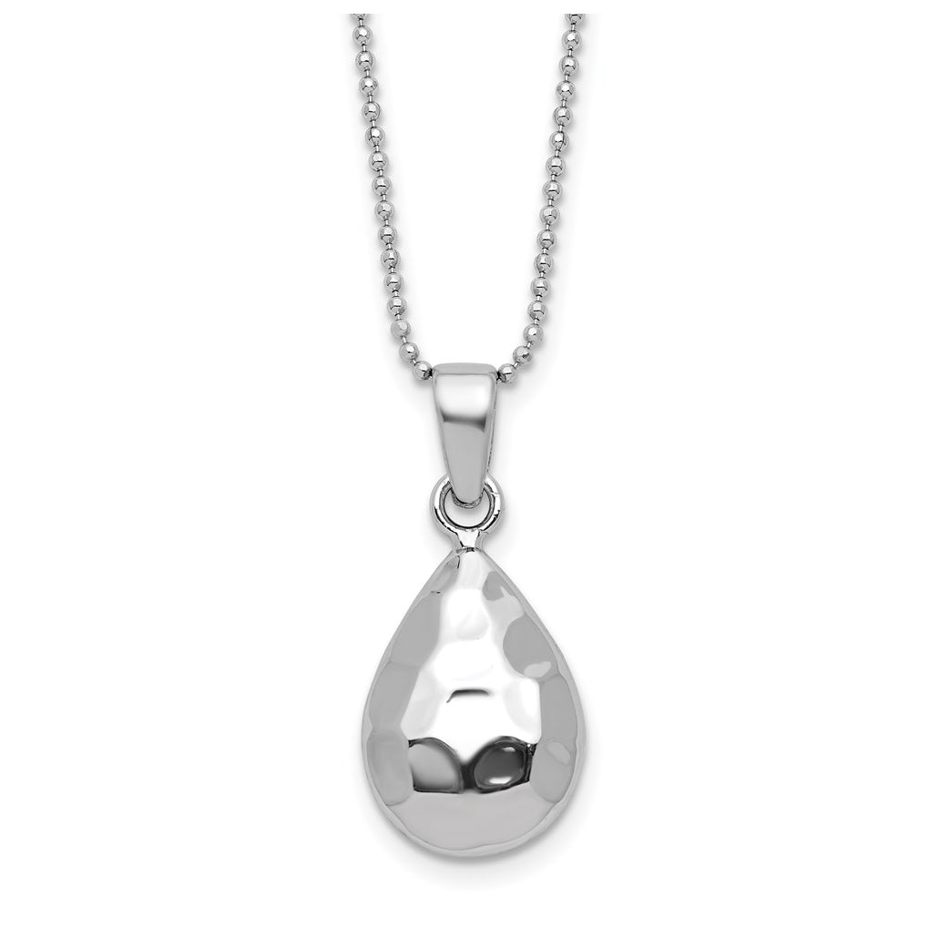 Sterling Silver RH-plated Hammered Pendant Necklace