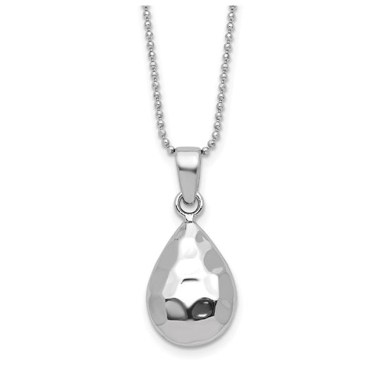 Sterling Silver RH-plated Hammered Pendant Necklace