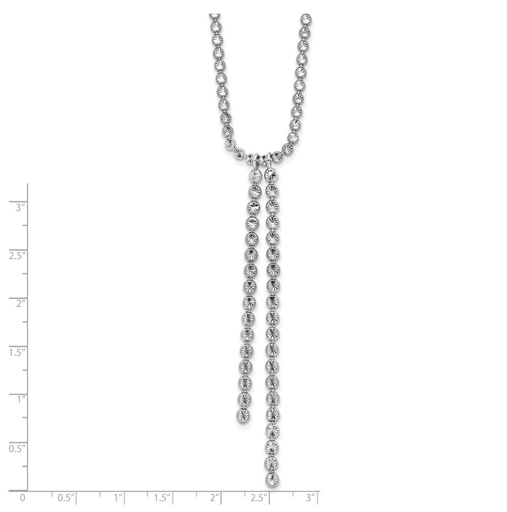 Sterling Silver RH-plated Polished DC Drop w/2 ext. Necklace