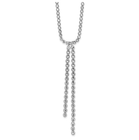 Sterling Silver RH-plated Polished DC Drop w/2 ext. Necklace