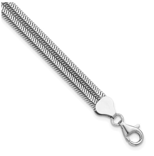 Sterling Silver RH-Plated Pol. Fancy 2-strand w/1in ext. Bracelet