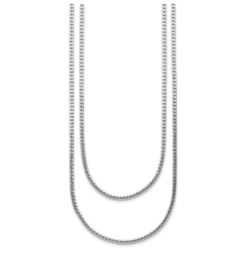 Sterling Silver RH-Plated Polished Fancy 2-strand w/2in ext. Necklace