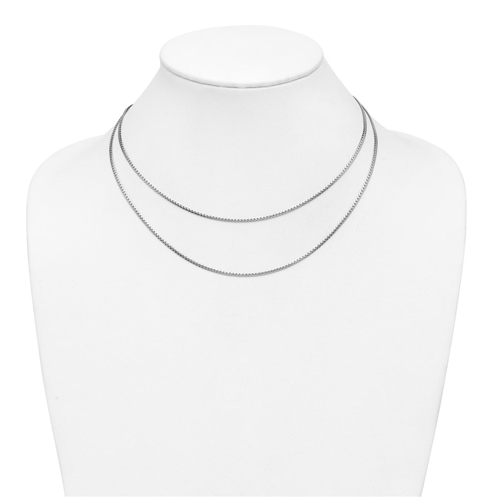 Sterling Silver RH-Plated Polished Fancy 2-strand w/2in ext. Necklace