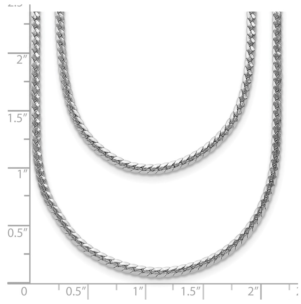 Sterling Silver RH-Plated Polished Fancy 2-strand w/2in ext. Necklace