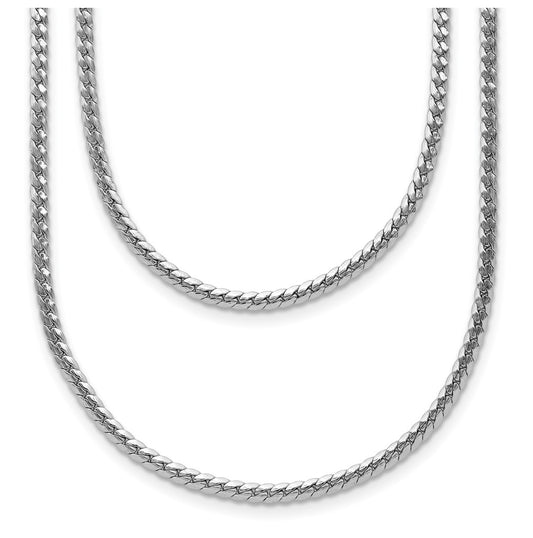 Sterling Silver RH-Plated Polished Fancy 2-strand w/2in ext. Necklace
