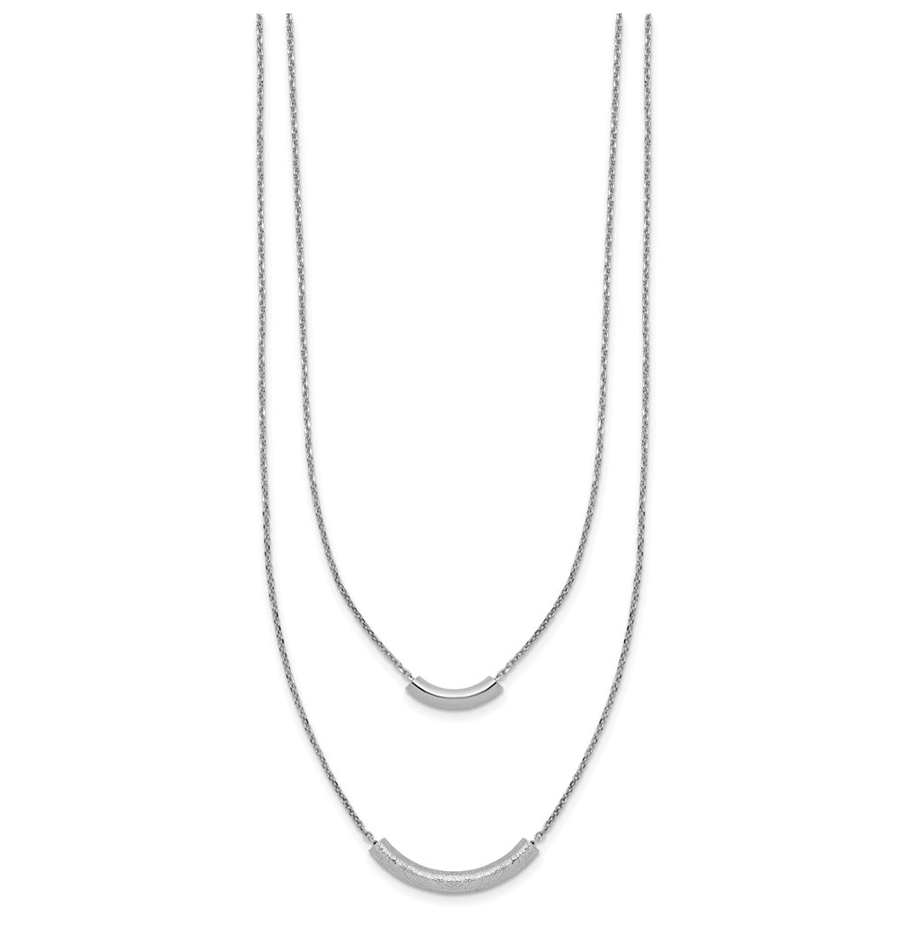 SS RH-plt Polish/Textured 2-strand Curved Bar w/2in ext. Necklace