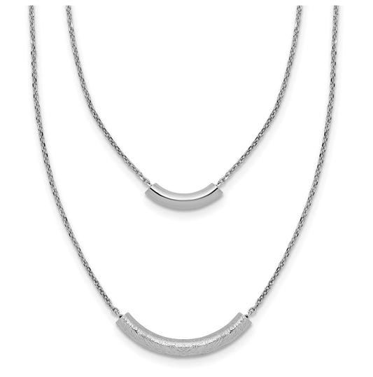SS RH-plt Polish/Textured 2-strand Curved Bar w/2in ext. Necklace