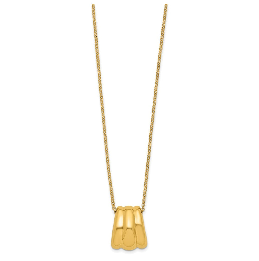 Sterling Silver Gold-tone Polished Fancy w/2in ext. Necklace