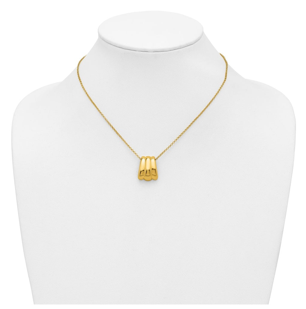 Sterling Silver Gold-tone Polished Fancy w/2in ext. Necklace
