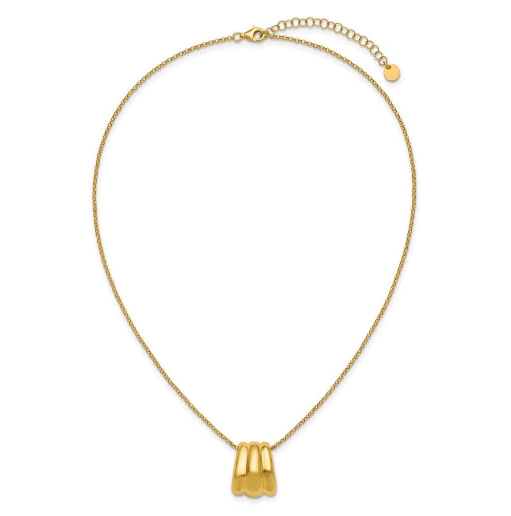 Sterling Silver Gold-tone Polished Fancy w/2in ext. Necklace