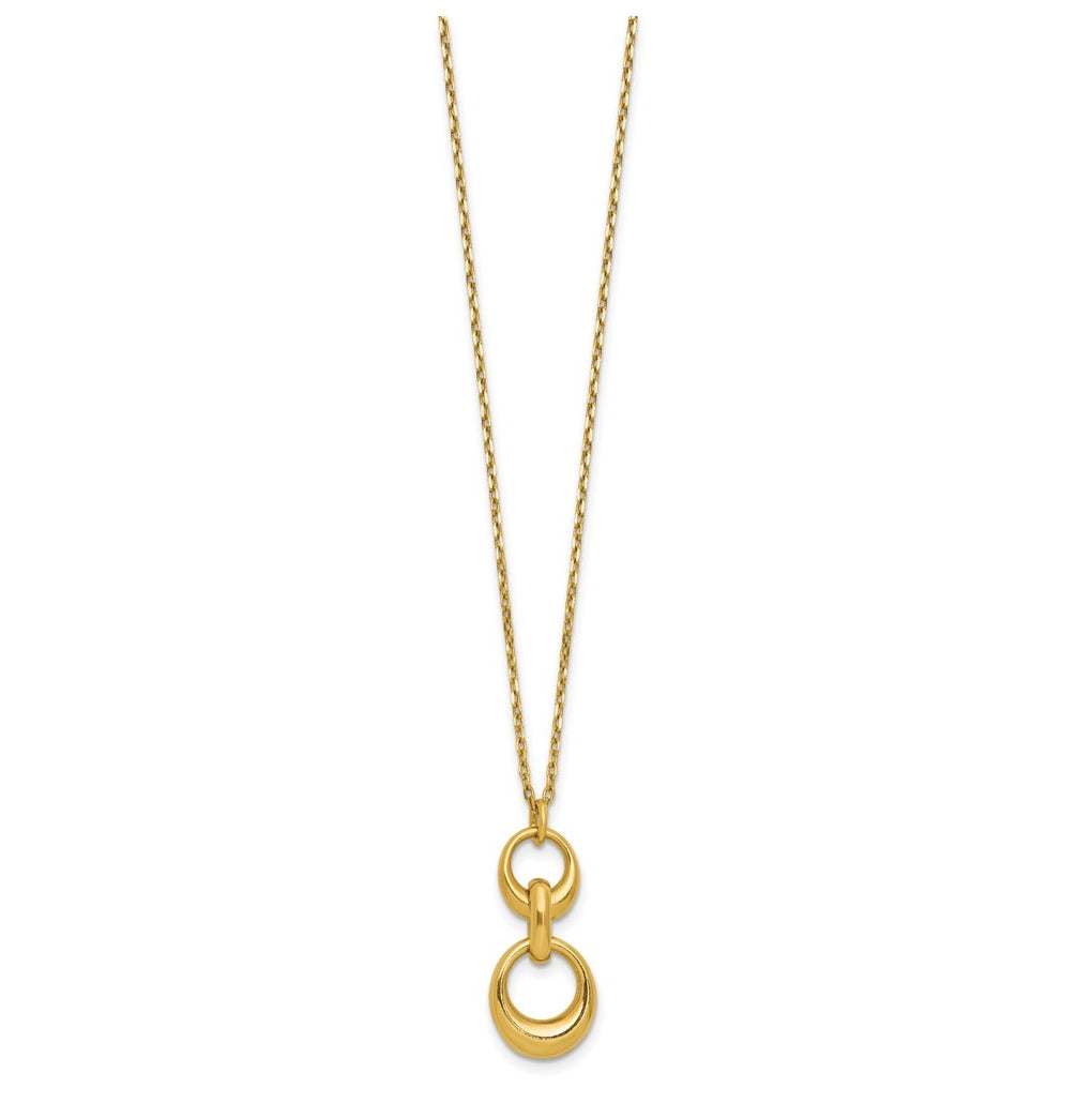 Sterling Silver Gold-tone Polished Fancy w/1in ext. Necklace
