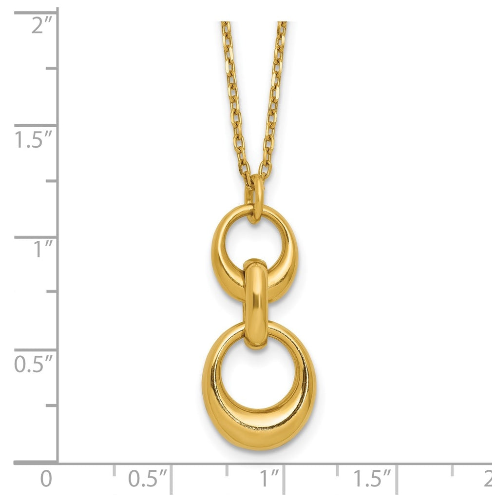 Sterling Silver Gold-tone Polished Fancy w/1in ext. Necklace