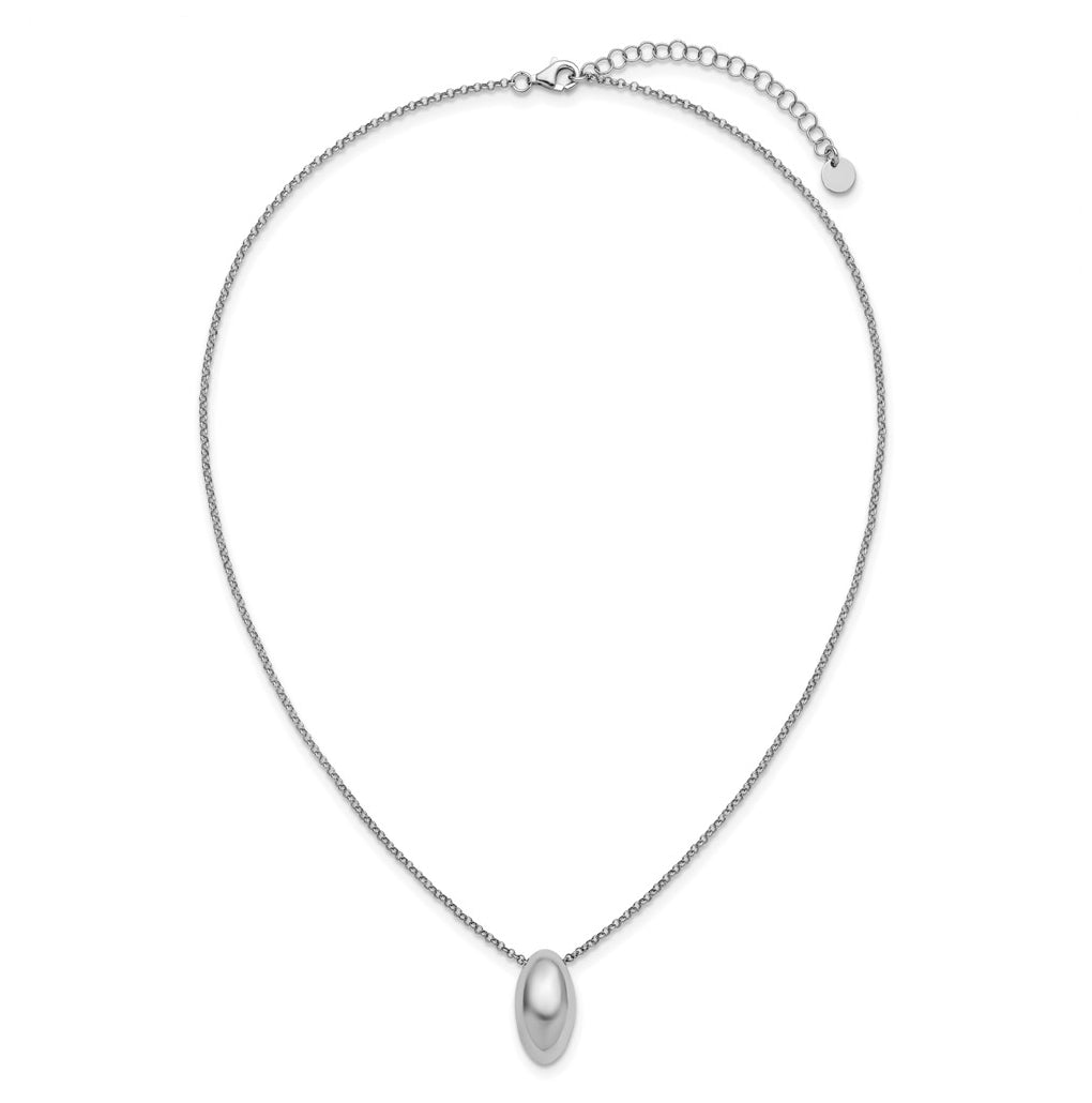 Sterling Silver RH-plated Polished Fancy w/2in ext. Necklace