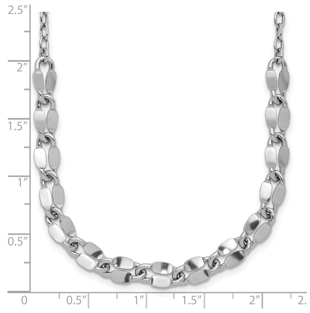 Sterling Silver RH-plated Polished Fancy Link w/2in ext. Necklace