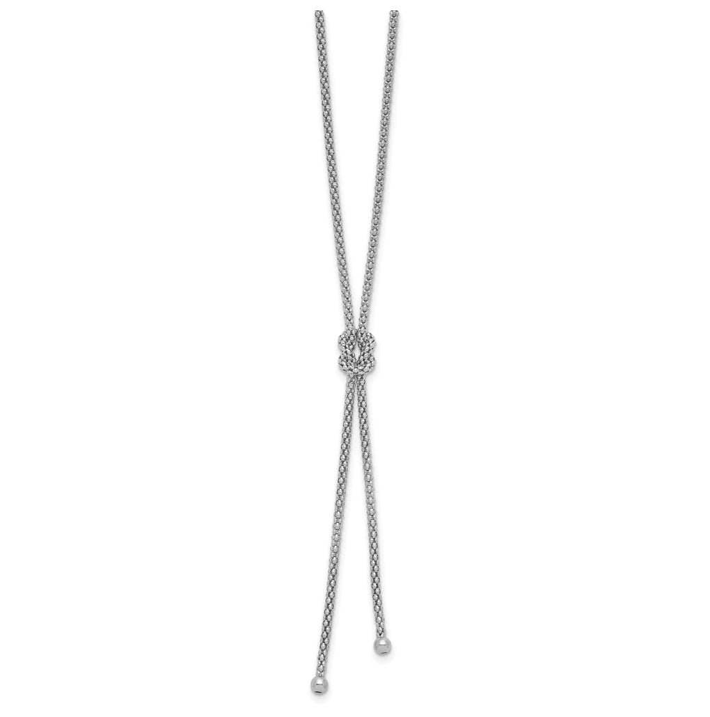 Sterling Silver RH-plated Polished w/Knot Drop w/2in ext. Necklace