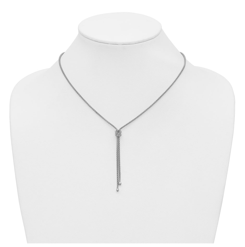 Sterling Silver RH-plated Polished w/Knot Drop w/2in ext. Necklace