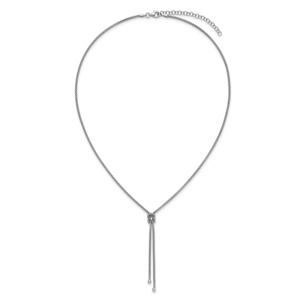 Sterling Silver RH-plated Polished w/Knot Drop w/2in ext. Necklace