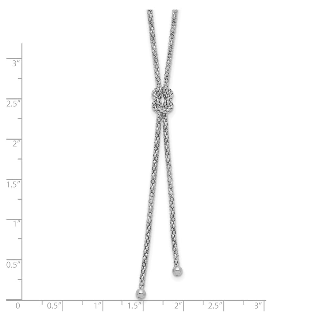 Sterling Silver RH-plated Polished w/Knot Drop w/2in ext. Necklace