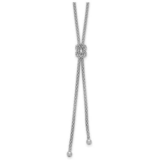 Sterling Silver RH-plated Polished w/Knot Drop w/2in ext. Necklace