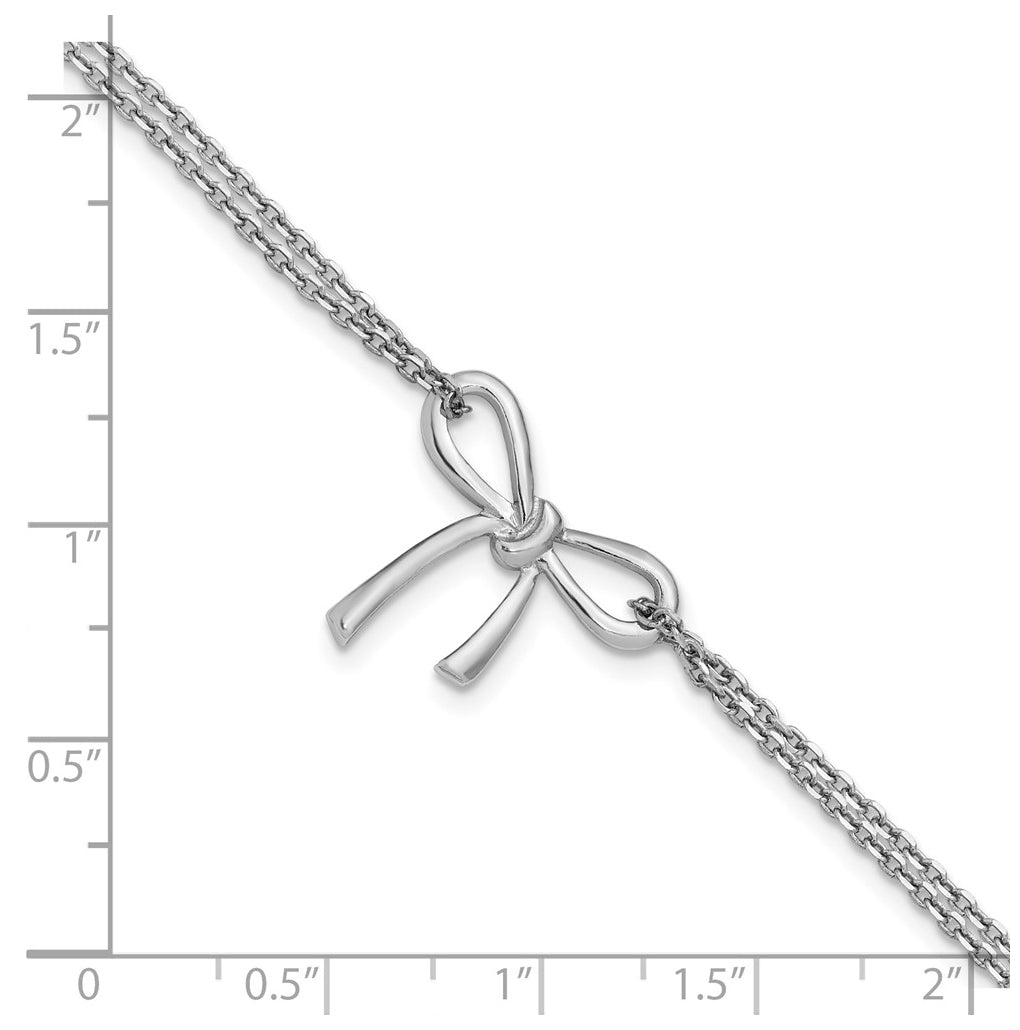 Sterling Silver RH-plated Polished Two-strand Bow Bracelet