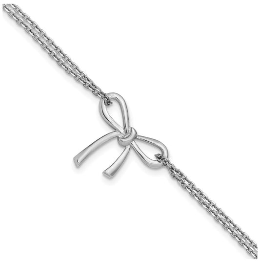 Sterling Silver RH-plated Polished Two-strand Bow Bracelet