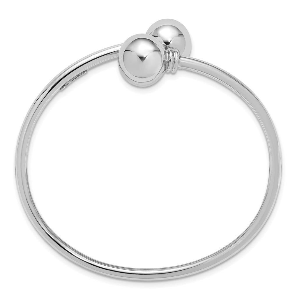 Sterling Silver RH-plated Polished Ball Bypass Bangle