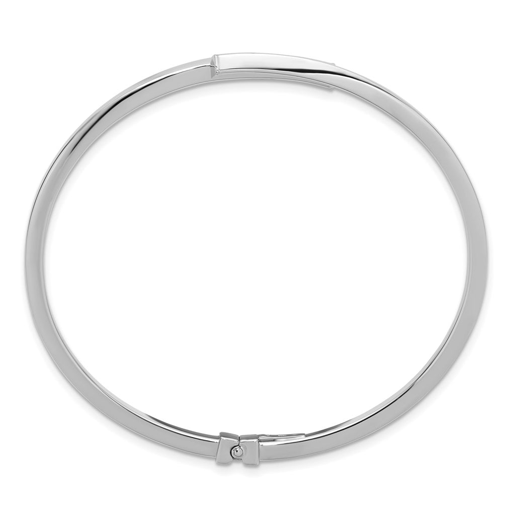 Sterling Silver RH-plated Polished Bypass Hinged Cuff Bangle