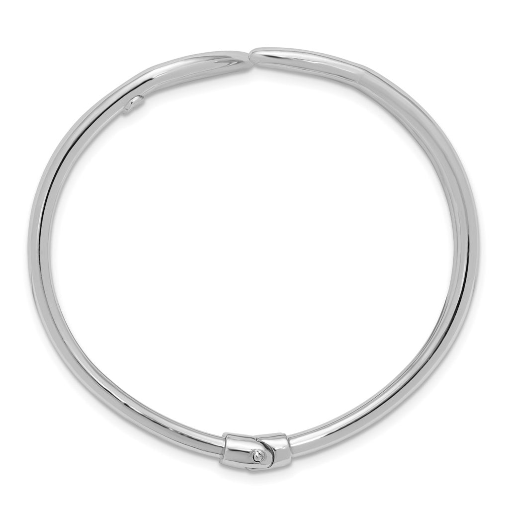 Sterling Silver RH-plated Polished Hinged Bangle