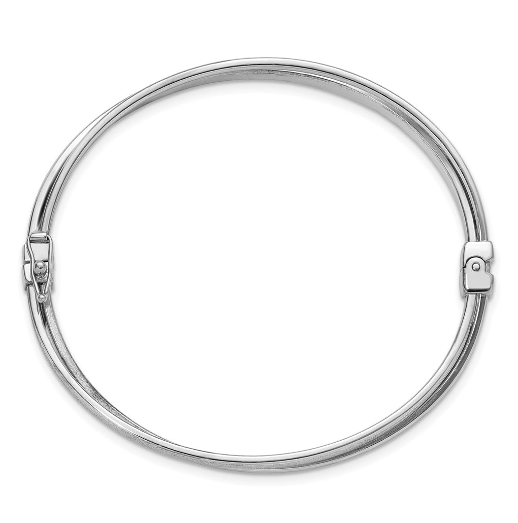 Sterling Silver RH-plated Polished Twist Hinged Bangle