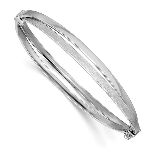 Sterling Silver RH-plated Polished Twist Hinged Bangle