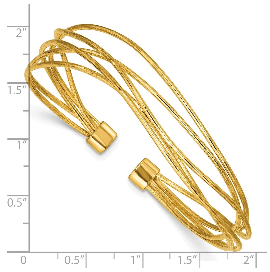 SS Gold-plated Polished and Textured Multi-strand Twist Cuff Bangle