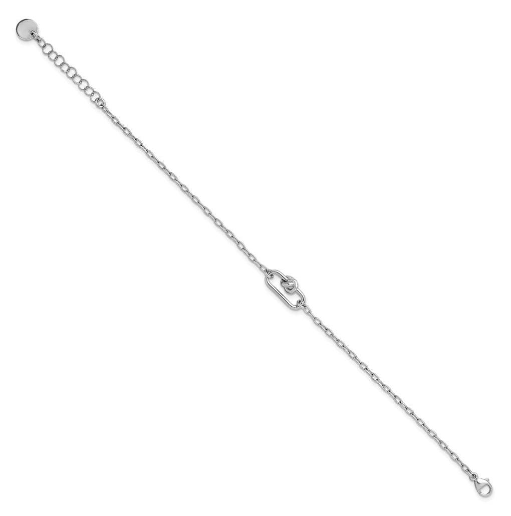 SS RH-plated Dangle Love Knot with 1in ext. Link Bracelet