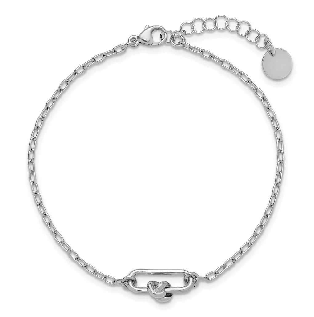 SS RH-plated Dangle Love Knot with 1in ext. Link Bracelet