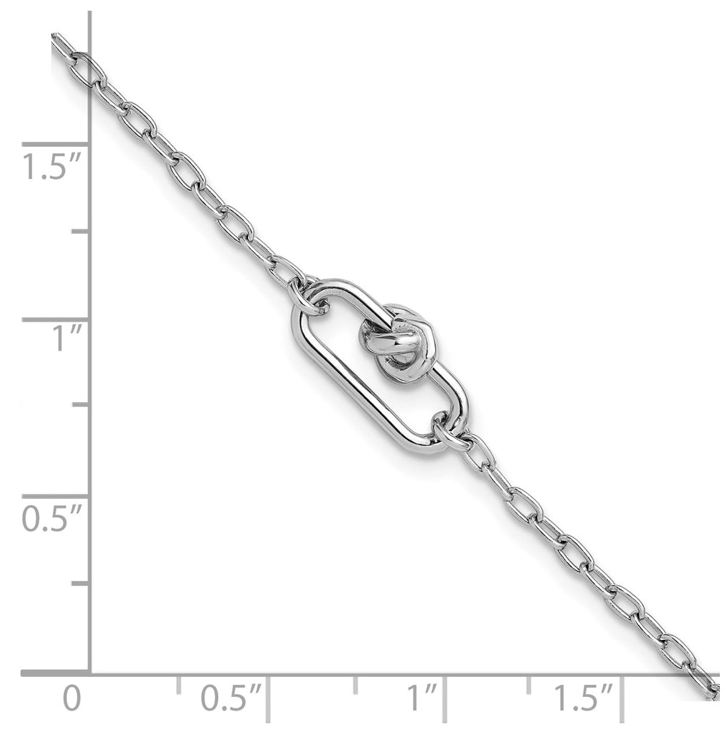 SS RH-plated Dangle Love Knot with 1in ext. Link Bracelet
