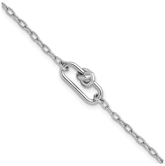 SS RH-plated Dangle Love Knot with 1in ext. Link Bracelet