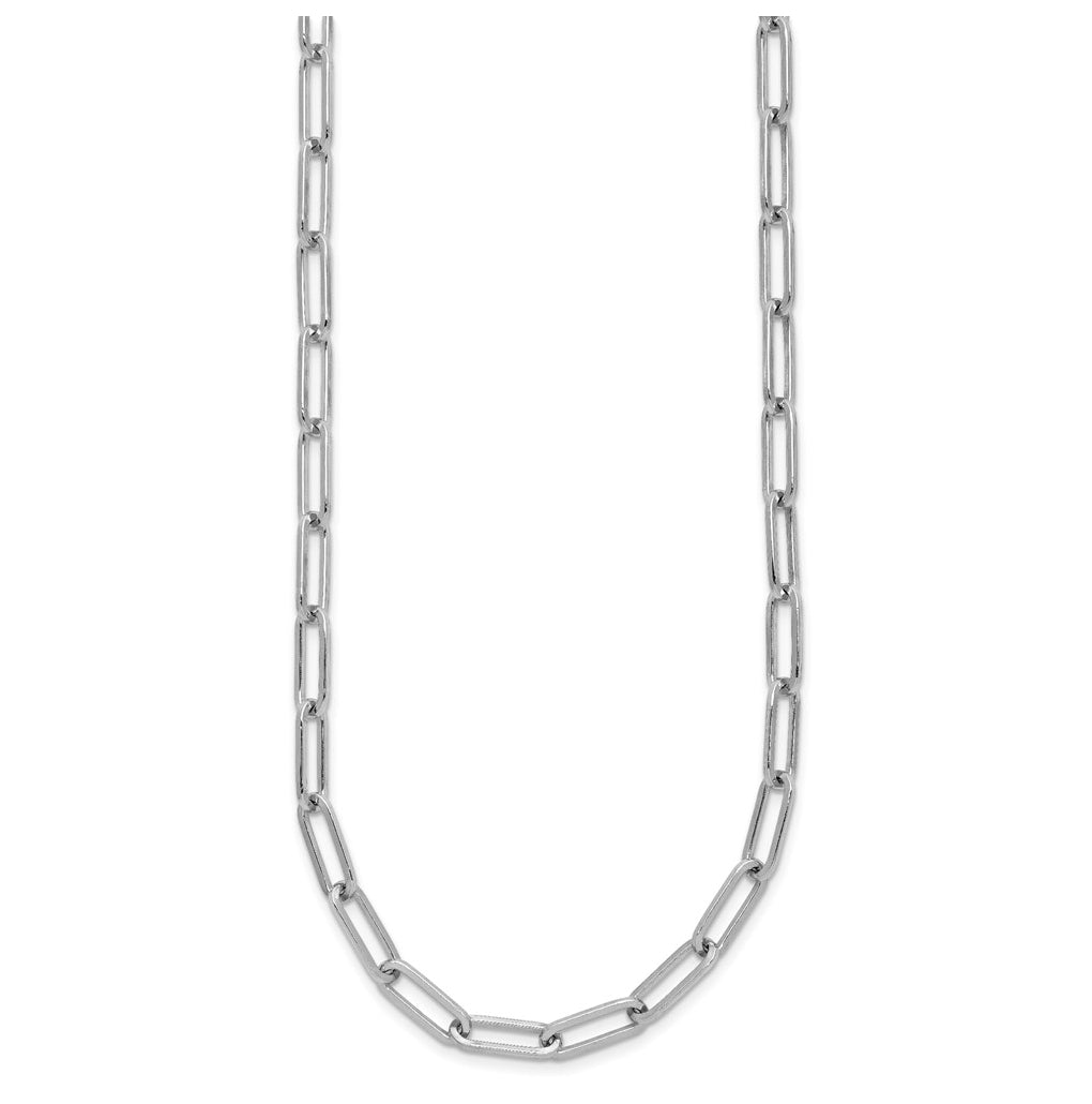 Sterling Silver RH-plated Polished Paperclip Toggle Necklace