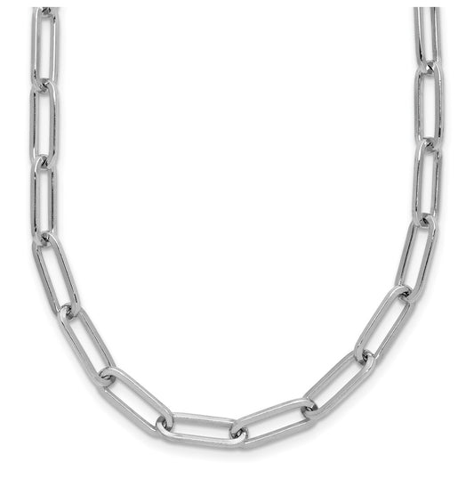 Sterling Silver RH-plated Polished Paperclip Toggle Necklace