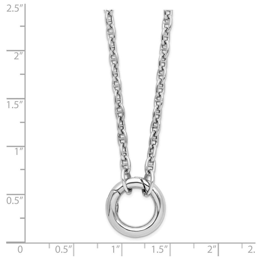 Sterling Silver Rhodium Plated Polished Push Clasp Anchor Link 16in Necklace