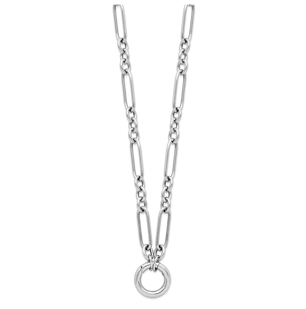 Sterling Silver RH-plated Polished Push Clasp Link  Necklace