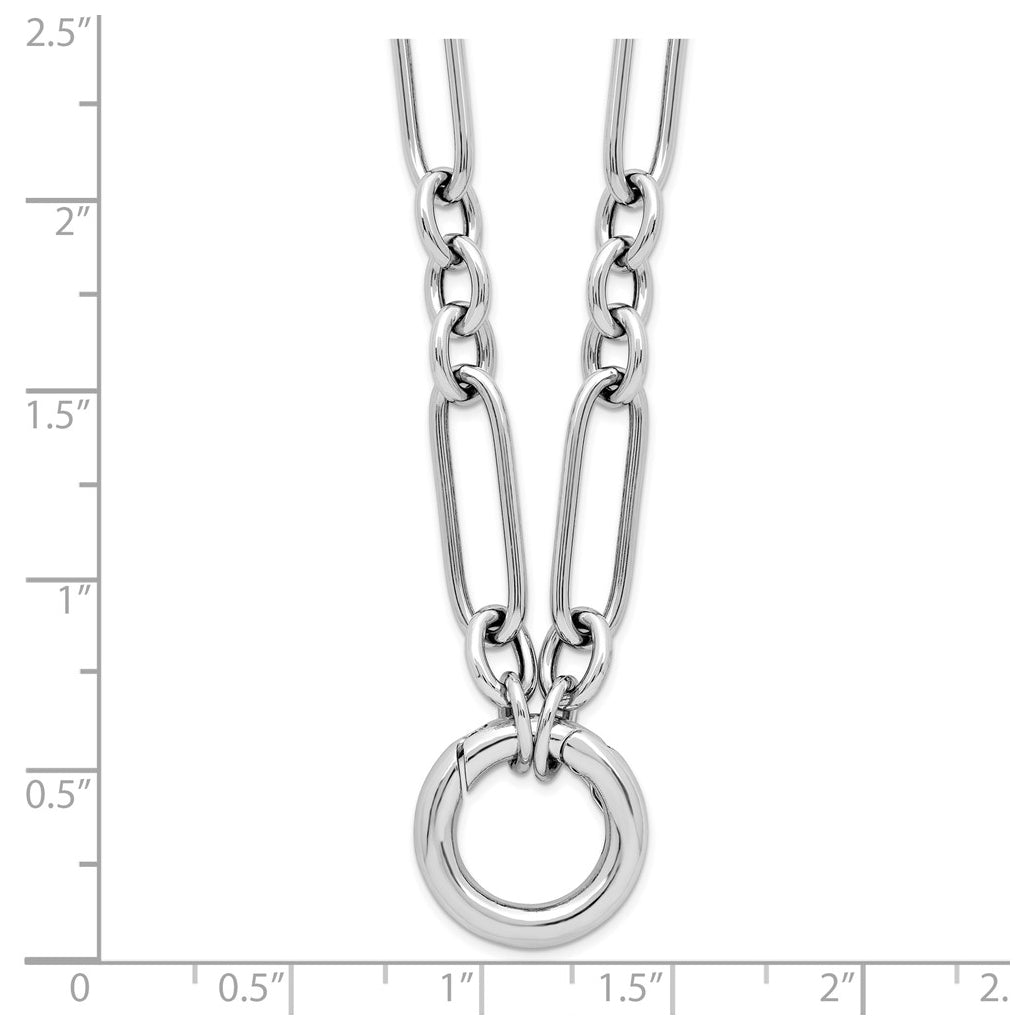 Sterling Silver RH-plated Polished Push Clasp Link  Necklace
