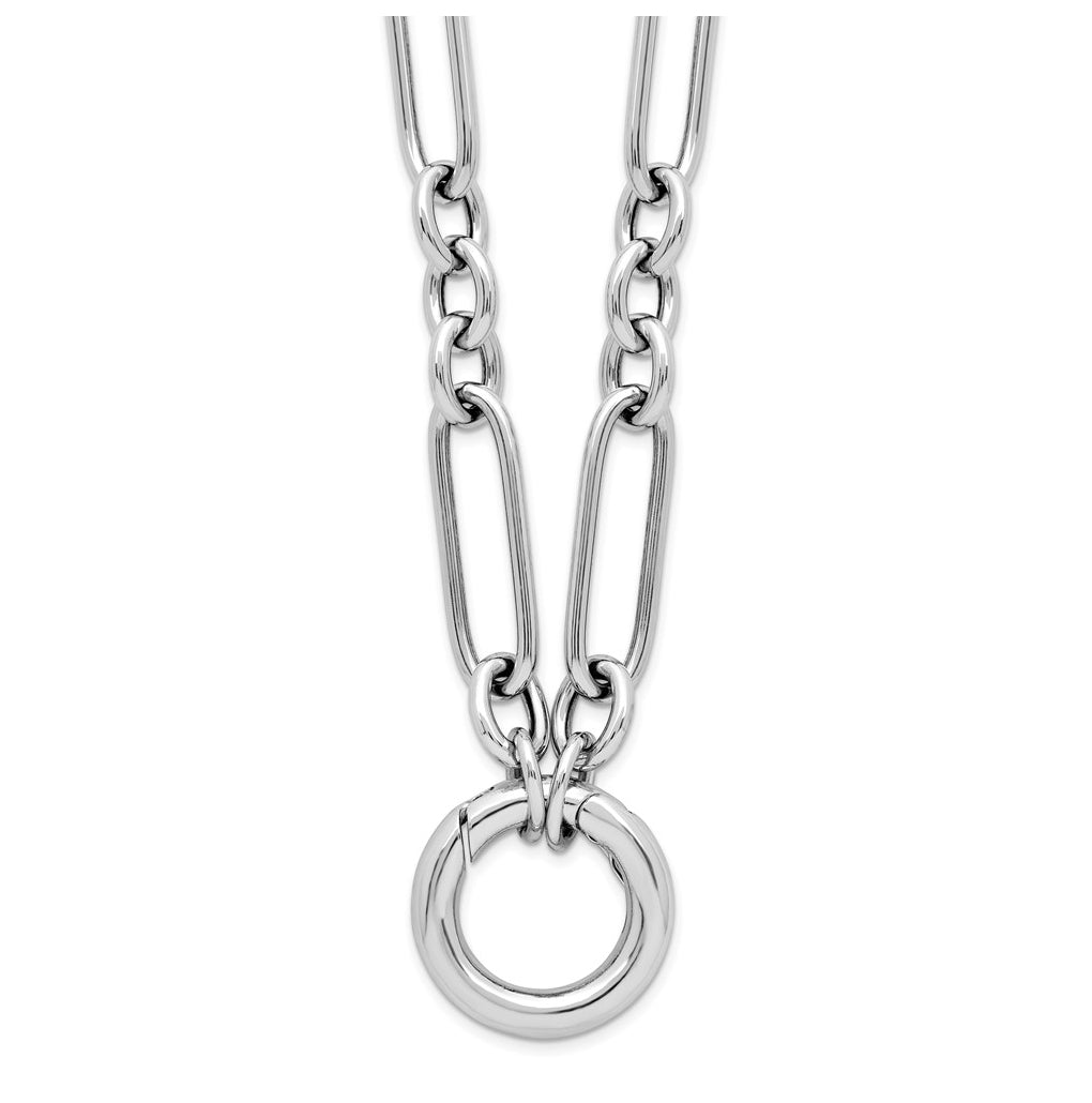Sterling Silver RH-plated Polished Push Clasp Link  Necklace