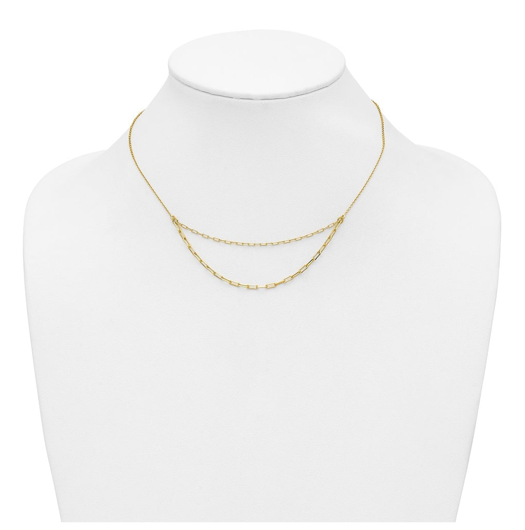 Sterling Silver Gold-plated Polished Multi-layer Link w/ 2in ext. Necklace