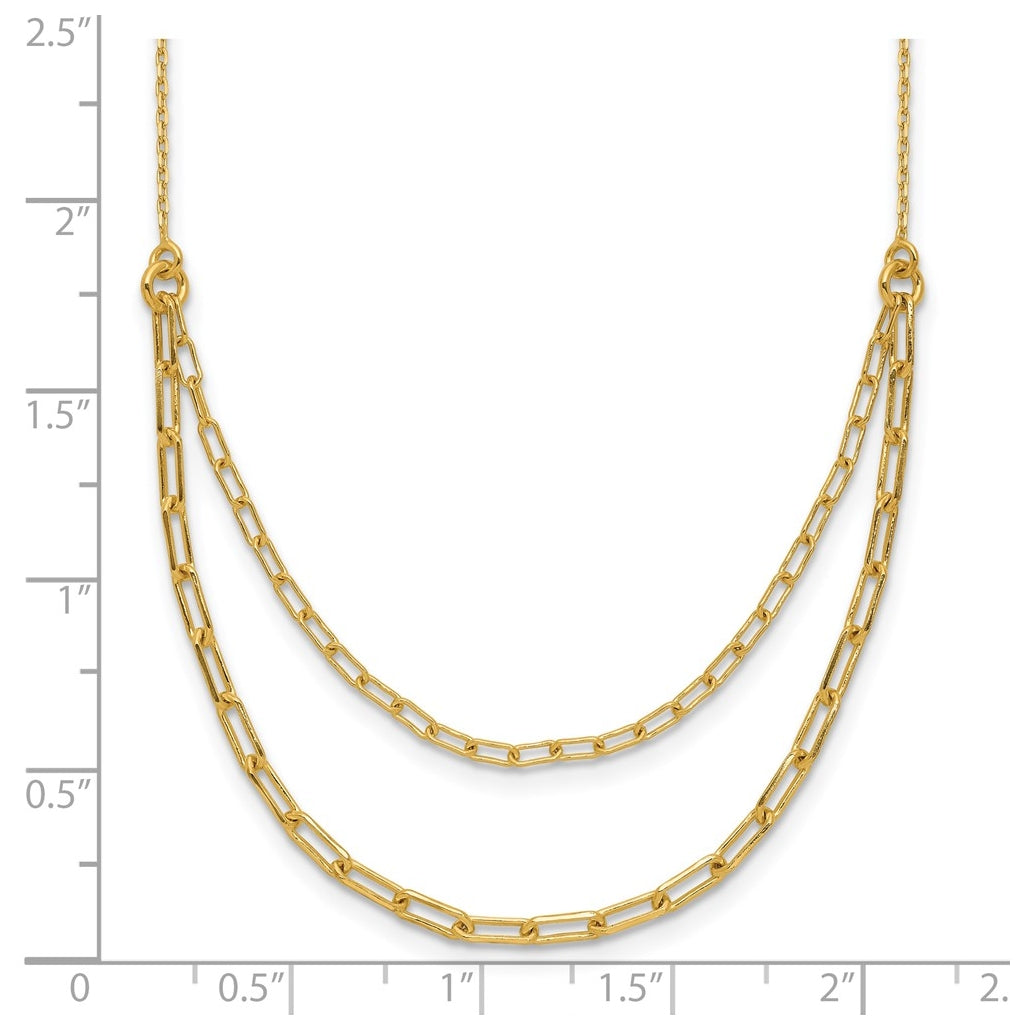 Sterling Silver Gold-plated Polished Multi-layer Link w/ 2in ext. Necklace