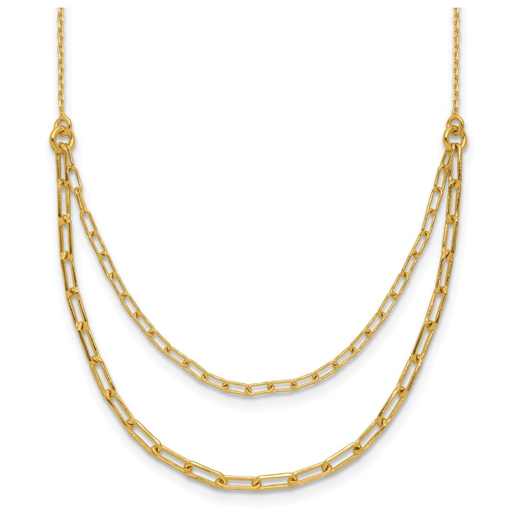 Sterling Silver Gold-plated Polished Multi-layer Link w/ 2in ext. Necklace