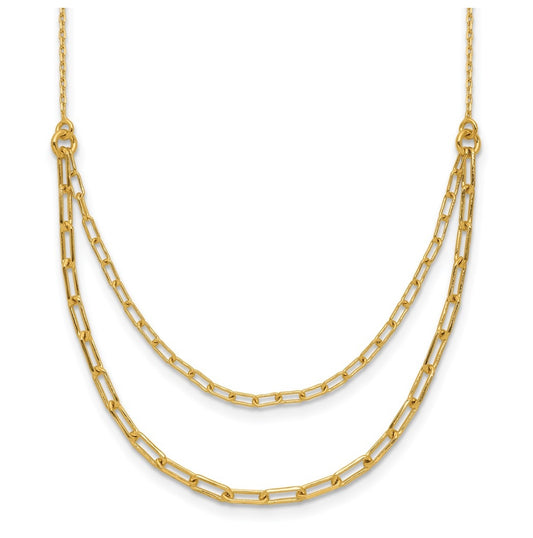 Sterling Silver Gold-plated Polished Multi-layer Link w/ 2in ext. Necklace
