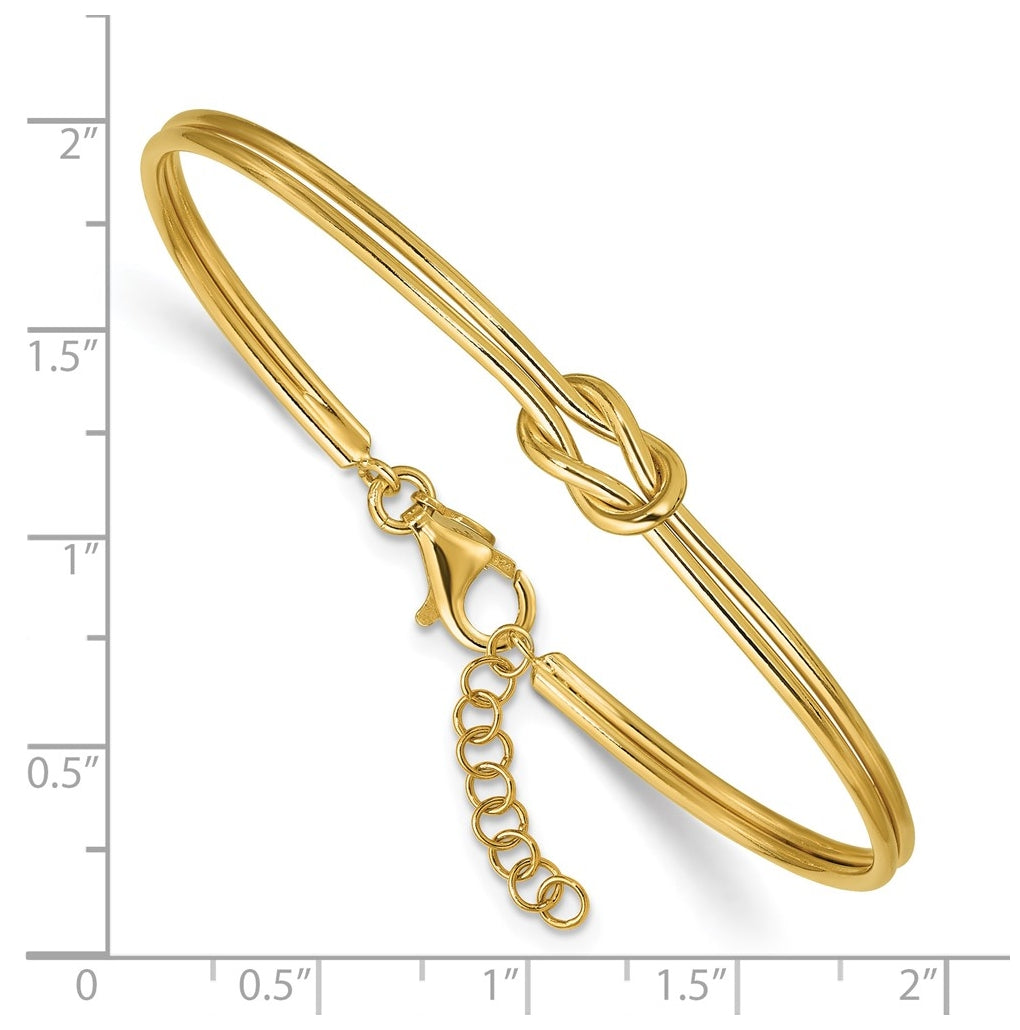 Sterling Silver Gold-plated Polished Love Knot w/ 1in ext. Bangle