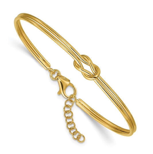 Sterling Silver Gold-plated Polished Love Knot w/ 1in ext. Bangle
