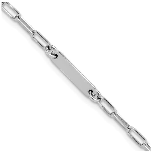 Sterling Silver RH-plated Polished Paperclip Bar w/ 1in ext. Brace